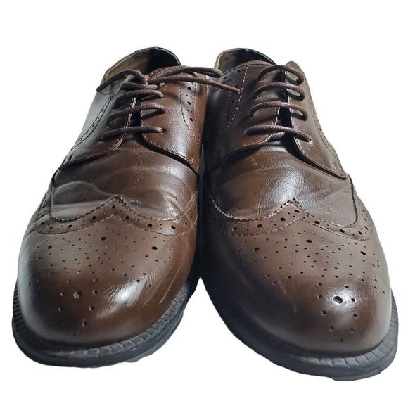 MENS WING TIP OXFORDS 11 ALPINE SWISS ZURICH  BROGUE MEDALLION DRESS SHOES - Picture 9 of 12